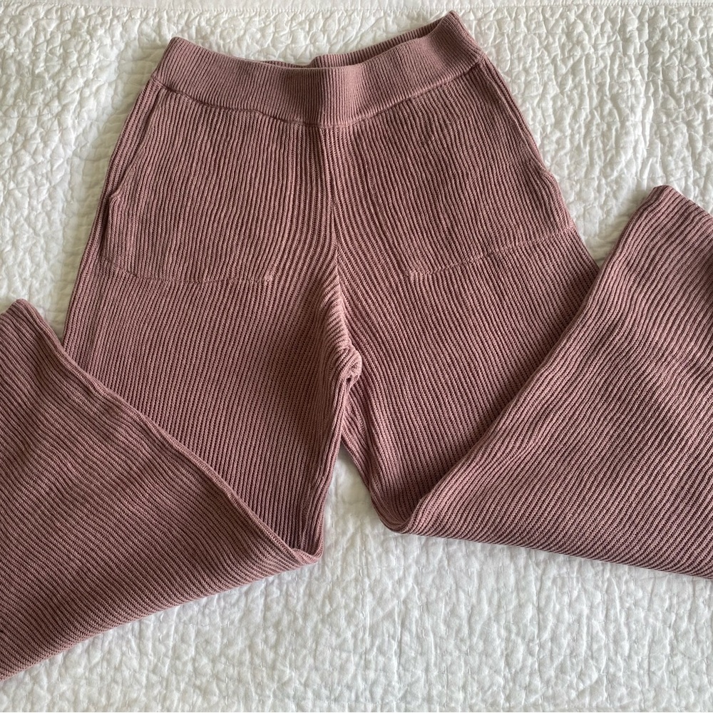 Free People Ribbed Knit Pants in Mauve